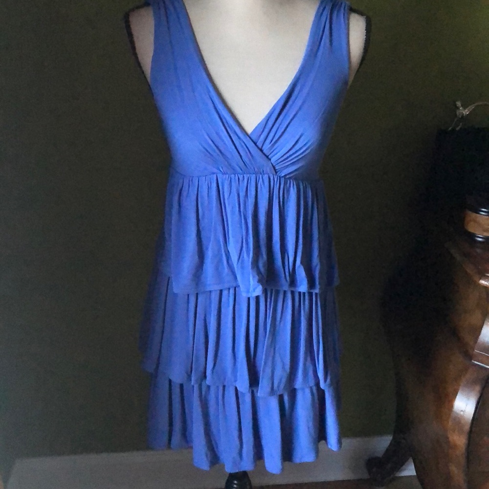 J.CREW TIERED BLUE RUFFLE DRESS SZ XS